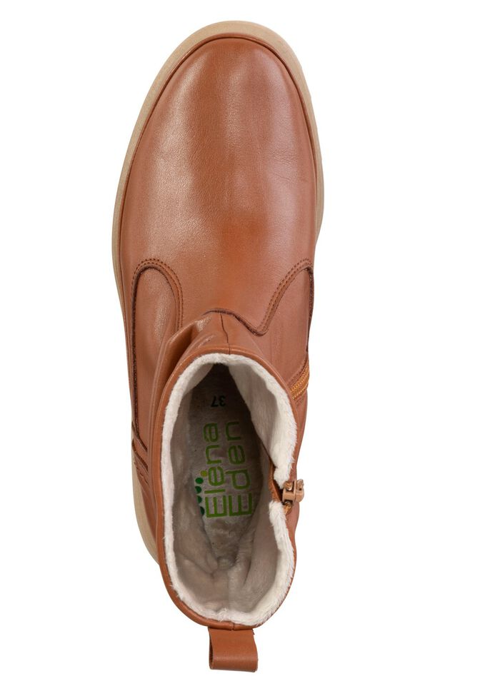 Mocassin-enkellaarzen van ELENA EDEN COGNAC