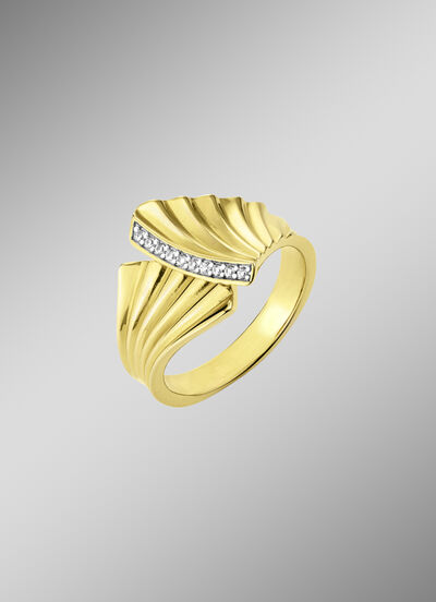 Vergulde damesring met diamanten 