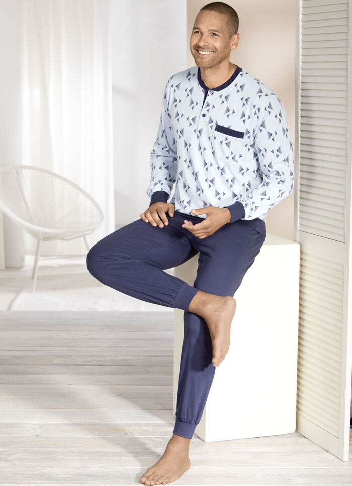 Set van twee pyjama's met knoopsluiting en manchetten 