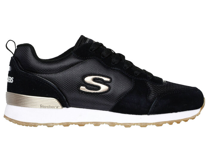 SKECHERS, sportieve damessneakers, gemaakt van leer, synthetisch materiaal en mesh SCHWARZ-ROSÉGOLD