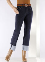 Magische jeans met oprolbare manchetten DUNKELBLAU