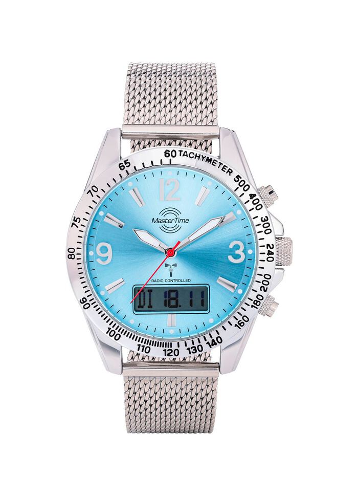 Draadloos herenhorloge met functies in turquoise
 