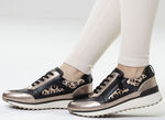 Caprice, trendy damessneakers, breedte G, met uitneembaar leren voetbed SCHWARZ-BRONZE