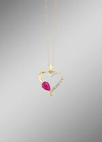 Glanzende harthanger met echte robijn 