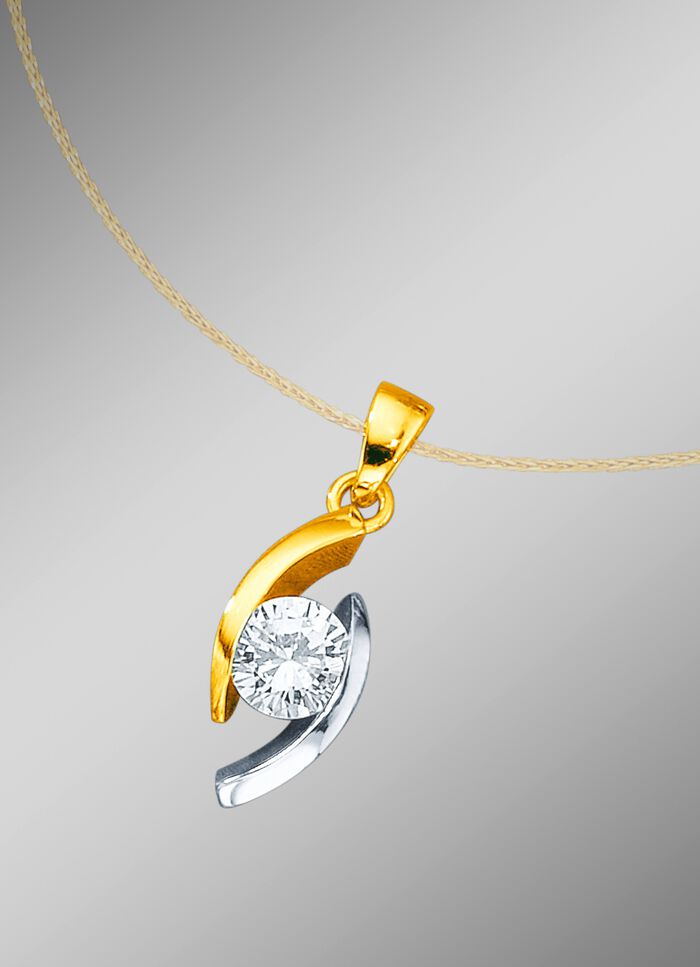 Klassieke solitaire hanger in bicolor met diamant 
