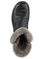 Gevoerde dames enkellaarsjes, winterschoenen, met lamsvacht ZWART