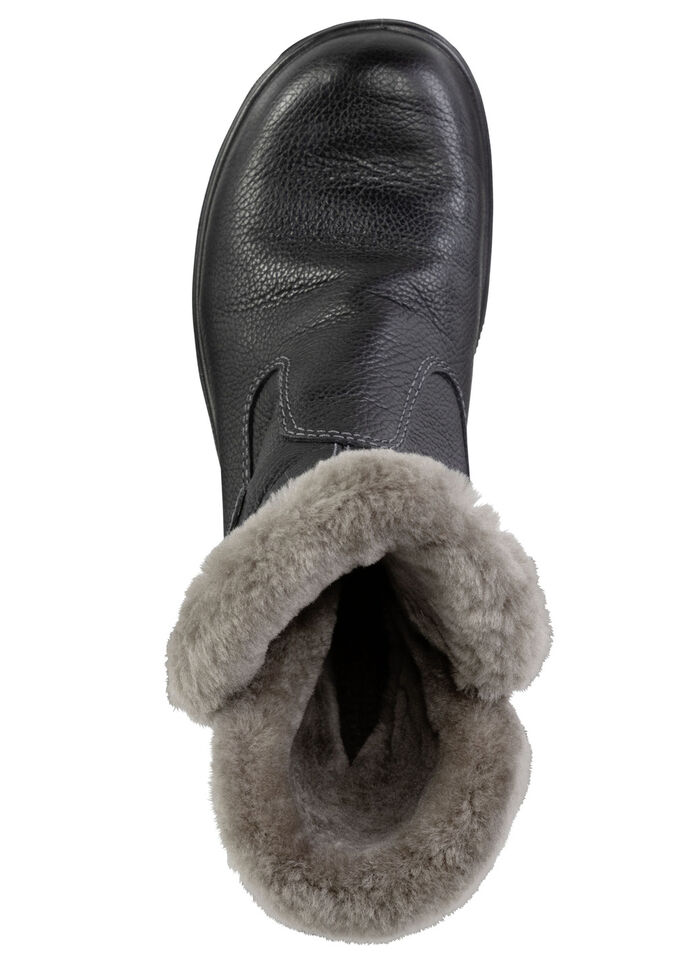 Gevoerde dames enkellaarsjes, winterschoenen, met lamsvacht ZWART