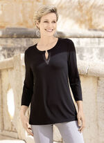 Shirt met decoratieve ring ZWART