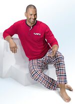 Pyjama met knoopsluiting, borstzak en geruit dessin ROOD-MEERKLEURIG