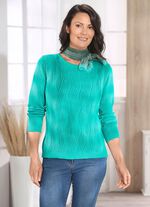 Trui met rekbaar kabelpatroon JADE GROEN