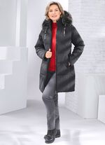 Korte jas met afneembare imitatiebontrand ZWART