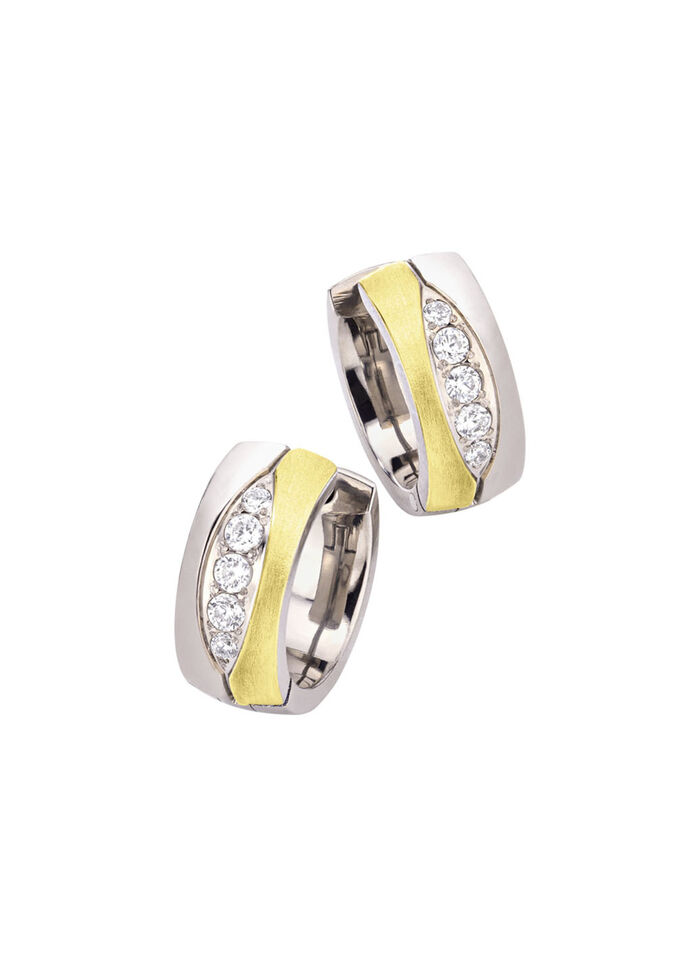 Creolen in twee kleuren met synthetische zirkonia 