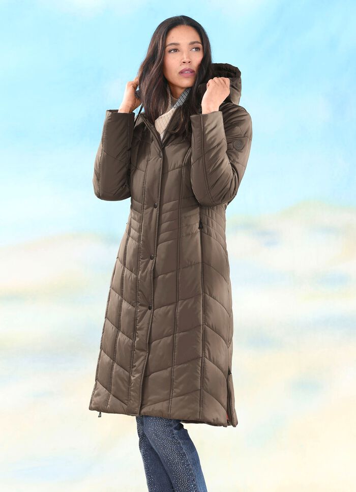 Jas met zijsplitten met rits KOFFIEBRUIN