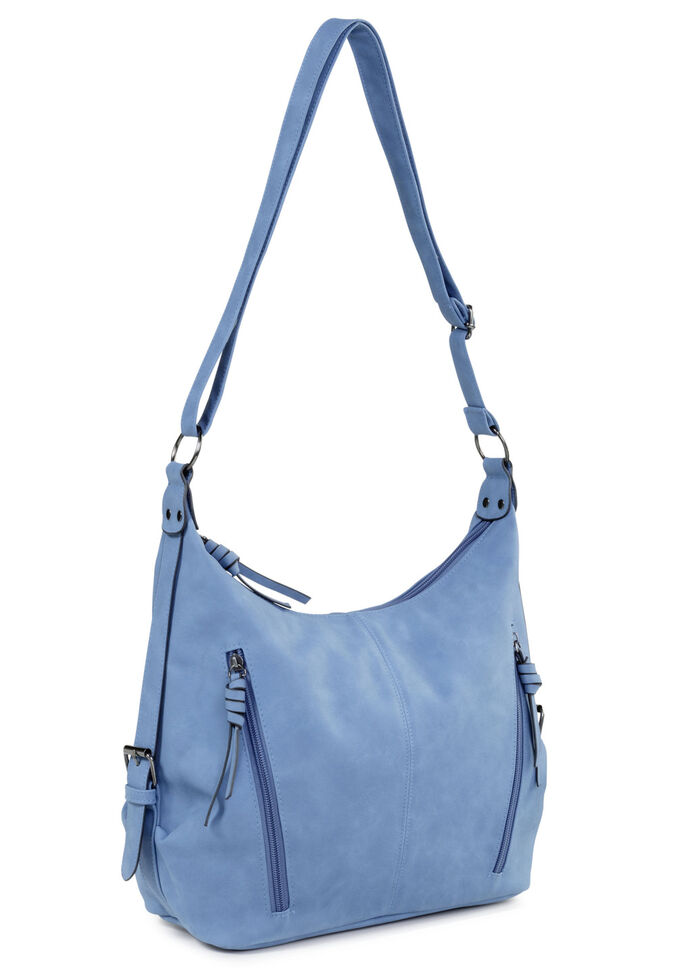 Tas van zacht, subtiel gearceerd synthetisch materiaal JEANSBLAU