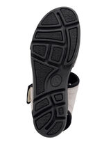 ELENA EDEN sandaal gemaakt van zacht nubuckleer en zwart elastisch materiaal BEIGE