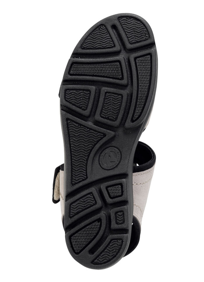 ELENA EDEN sandaal gemaakt van zacht nubuckleer en zwart elastisch materiaal BEIGE