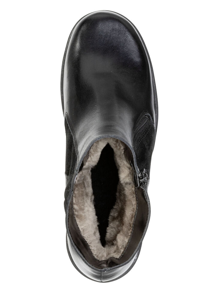 ELENA EDEN, gevoerde dames enkellaarsjes, winterschoenen, breedte H, met lamsvacht SCHWARZ