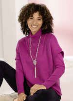 trui met ribaccenten FUCHSIA