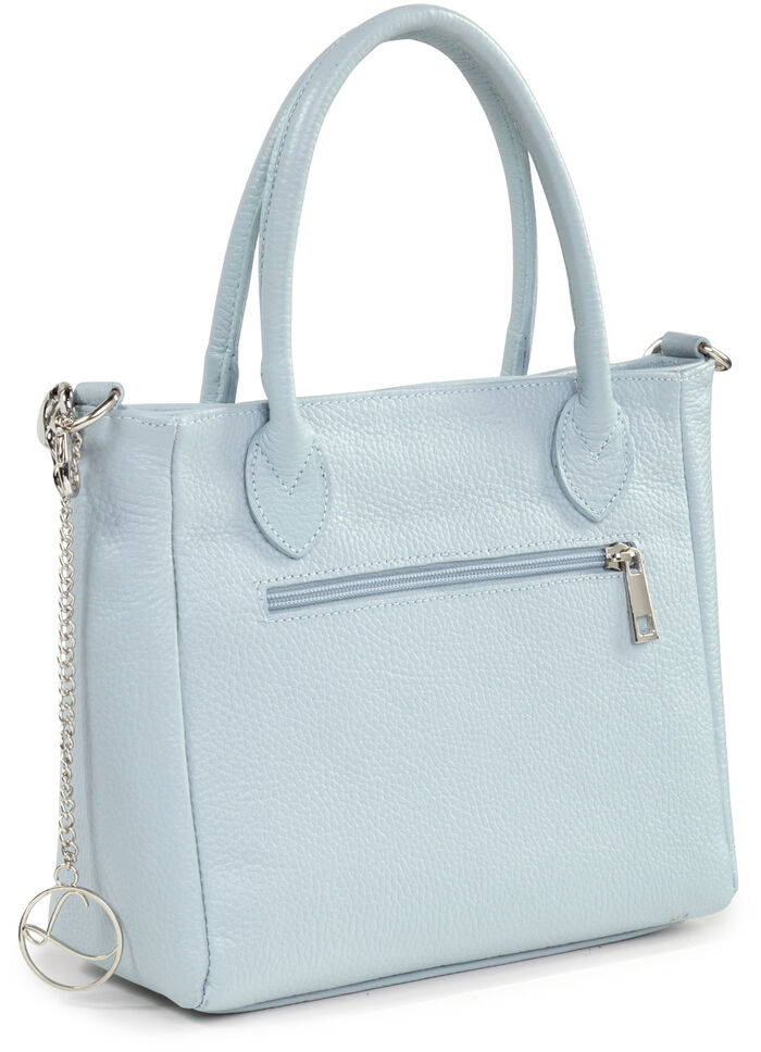 Laurina tas van generfd nappaleder met decoratieve ketting HELLBLAU