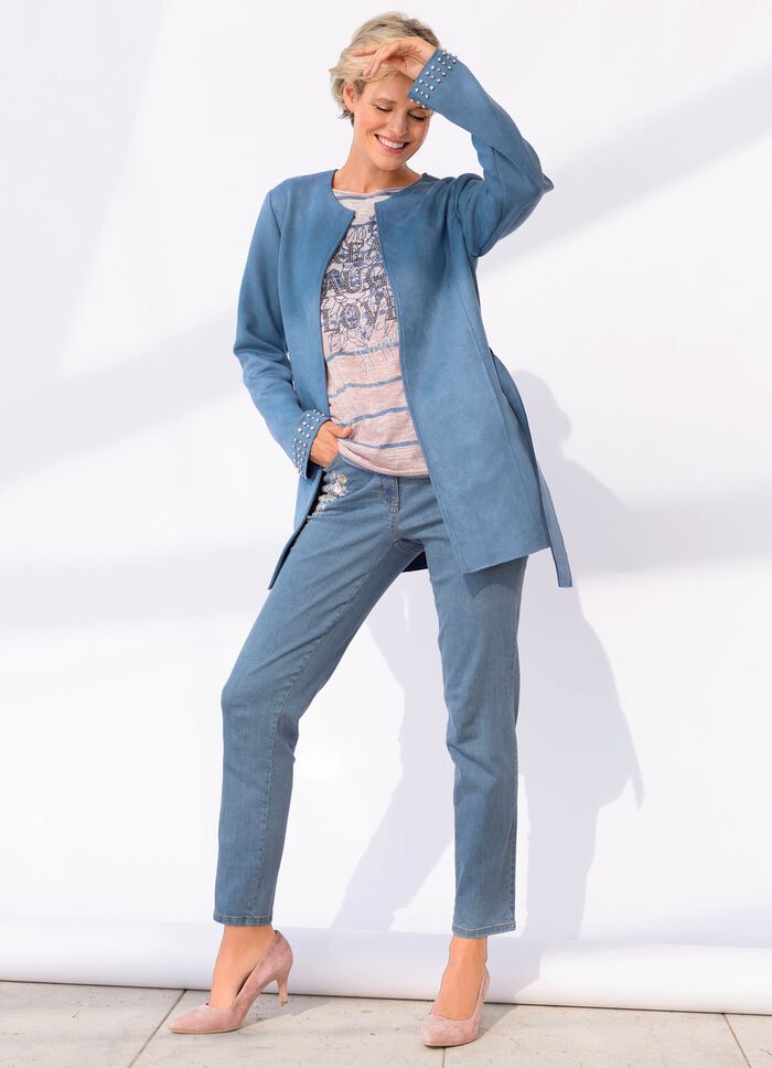 Jeans met bloemenborduursel 