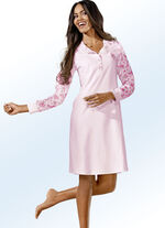 Twee-pack nachthemden met knoopsluiting en manchetten BLAUW/ROZE