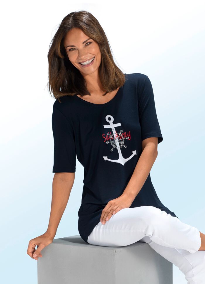 Shirt met maritieme borduurapplicatie in 2 kleuren MARIENE
