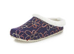 Mubb wolvilt pantoffels met kleurrijk bloemenborduurwerk MARINE-ECRU
