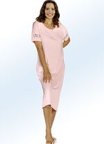 Nachthemd met biezen en verlaagde schouders PERZIK