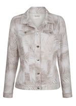 Denim blazer met tonale bladprint 