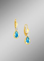 Oorbellen met blauwe topaas en synth. zirkonia 