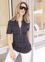Shirt tuniek met bies ZWART-ECRU