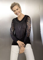Shirttuniek met elegant kant ZWART