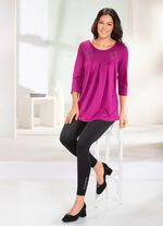 Lang shirt met decoratieve platen in 3 kleuren FUCHSIA