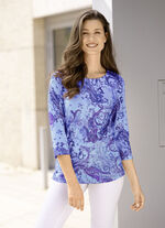 Shirt met 3/4-mouwen in 3 kleuren MARINEBLAUW-DENIMBLAUW