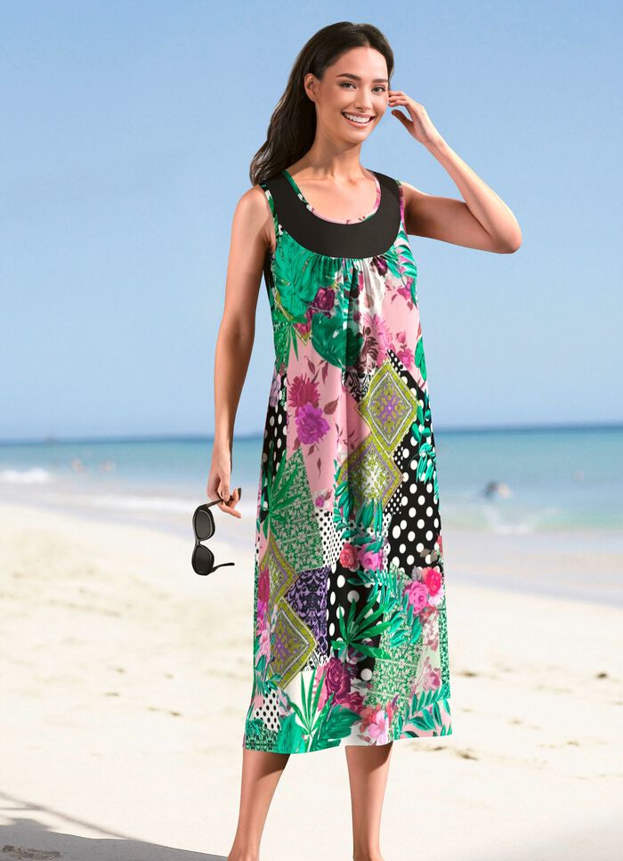 Jurk met kleurrijk printmotief, mouwloos 