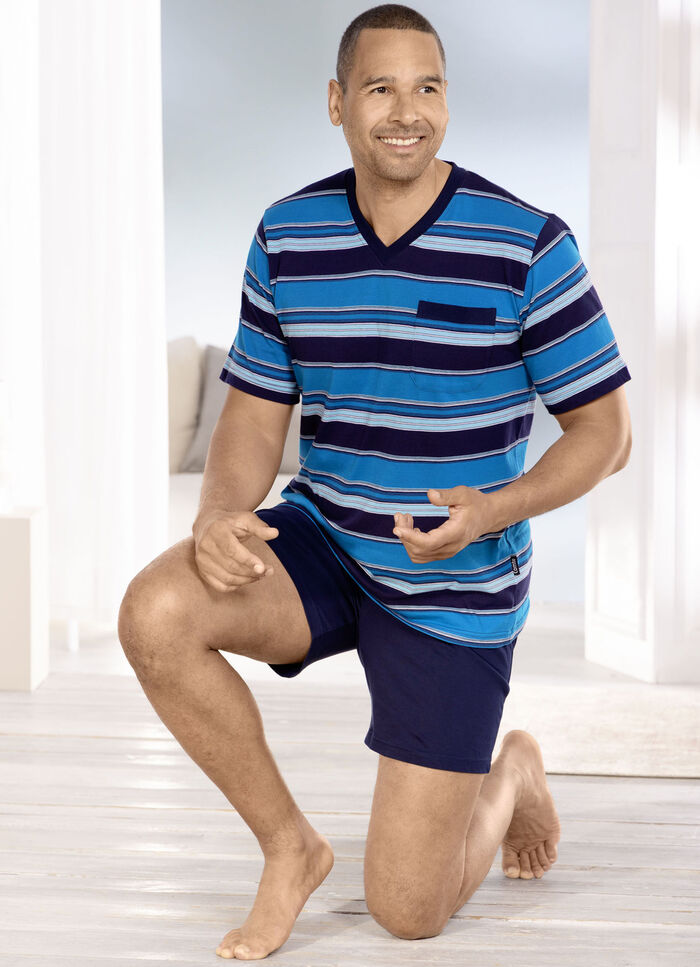 Tweepak korte broeken met V-hals en borstzakje 