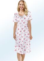 Set van twee nachthemden met ronde hals en all-over dessin PAARS/ROOD