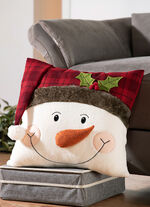 Kussensloop met sneeuwpopapplicatie 