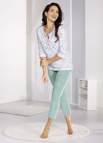 Pyjama met all-over dessin en knoopsluiting WEISS-ROSA-JADE
