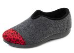 Laurina, trendy damespantoffels, breedte H, met luipaardprint ANTRACIET-ROOD