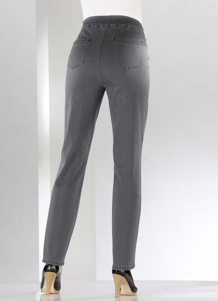 Buikafslankende pull-on jeans GRIJS