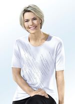 Shirt met strass steentjes aan de voorkant in 3 kleuren WIT