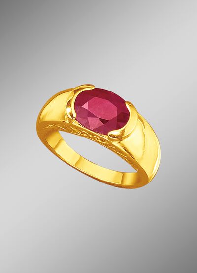 Zware partnerring met echte robijn 