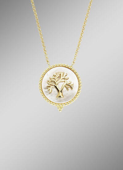 Levensboom ketting met parelmoer inleg 