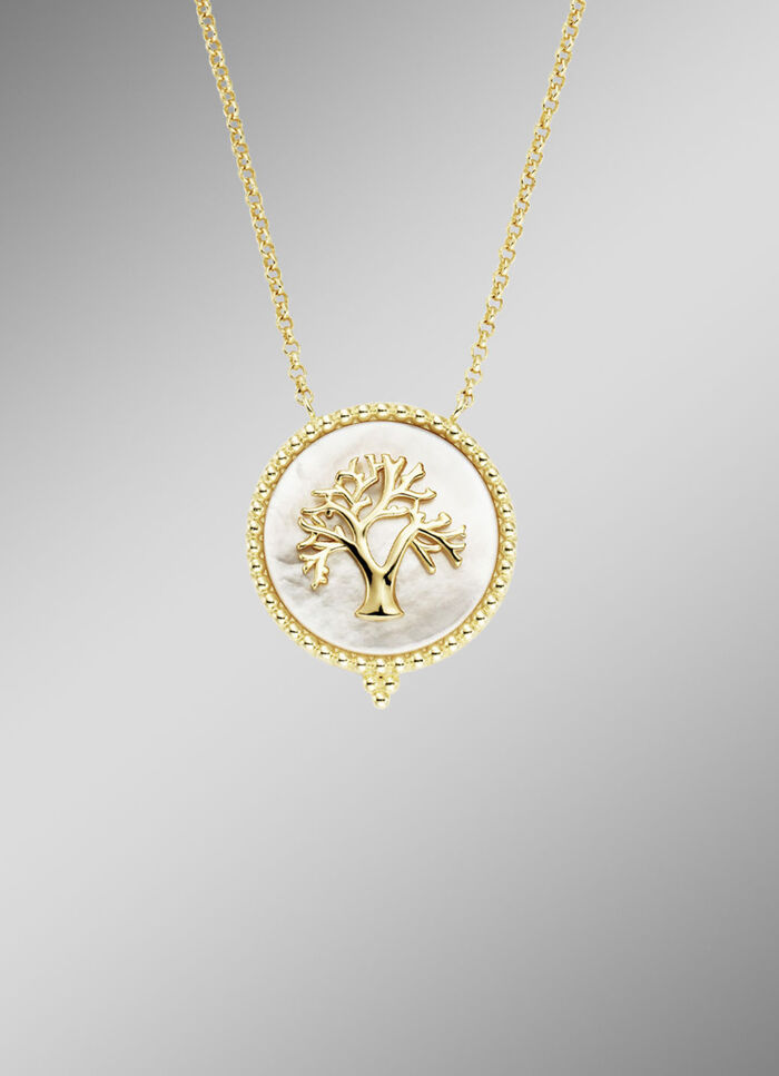 Levensboom ketting met parelmoer inleg 