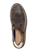 Slippers gemaakt van rundnappa en suède leer TABAK-COGNAC