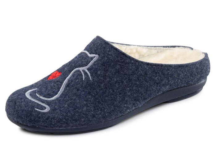 Warme damespantoffels, met wol 