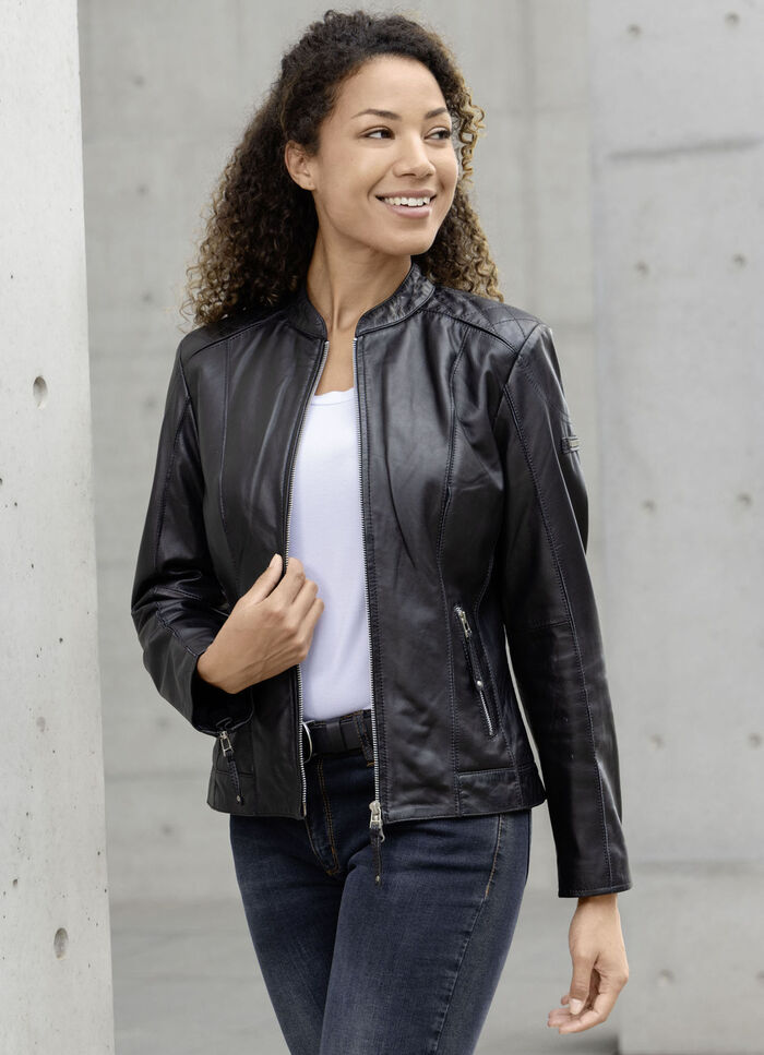 Kort leren jasje van “Cabrini” 