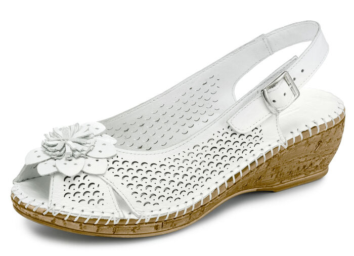 Gemini, zomerse damessandalen, breedte G, met elastische band WIT