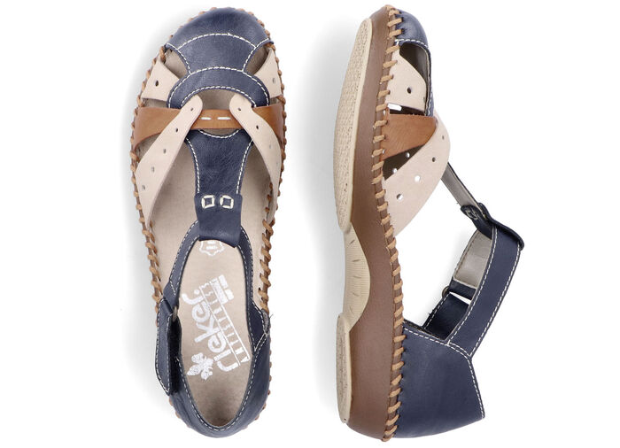 Rieker sandaal in een chique design MARINE-BEIGE-COGNAC